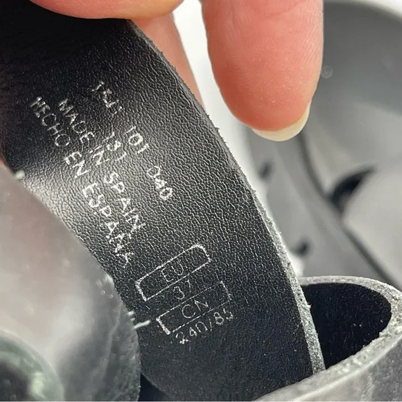 Zara Black Leather Chunky High Heel Sandals Size 6.5 - Picture 7 of 9